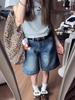 Retro Spicy Girl Women's Low-Waist Denim Shorts - Summer Loose Fit 5-Point Wide-Leg Mid-Length Design