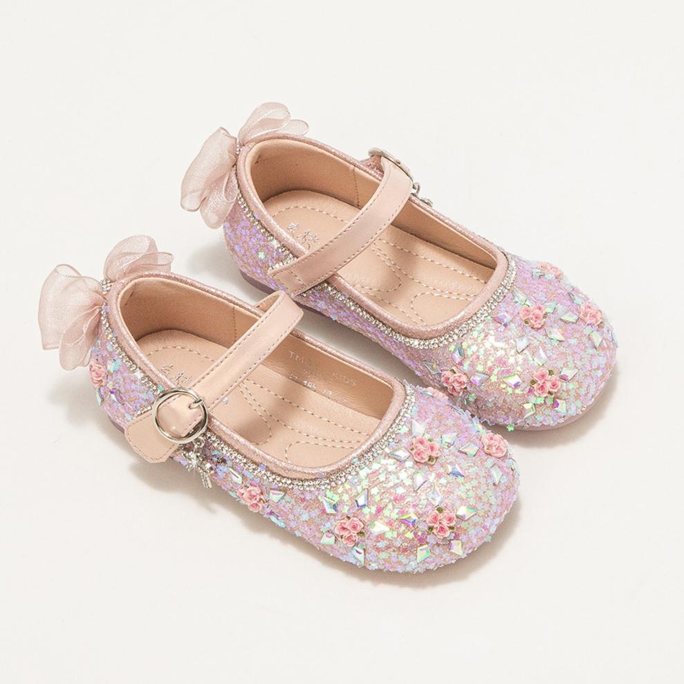 

Модная детская обувь принцессы, детские хрустальные туфли, женская обувь для малышей, повседневная кожаная обувь на мягкой подошве 34 розовый