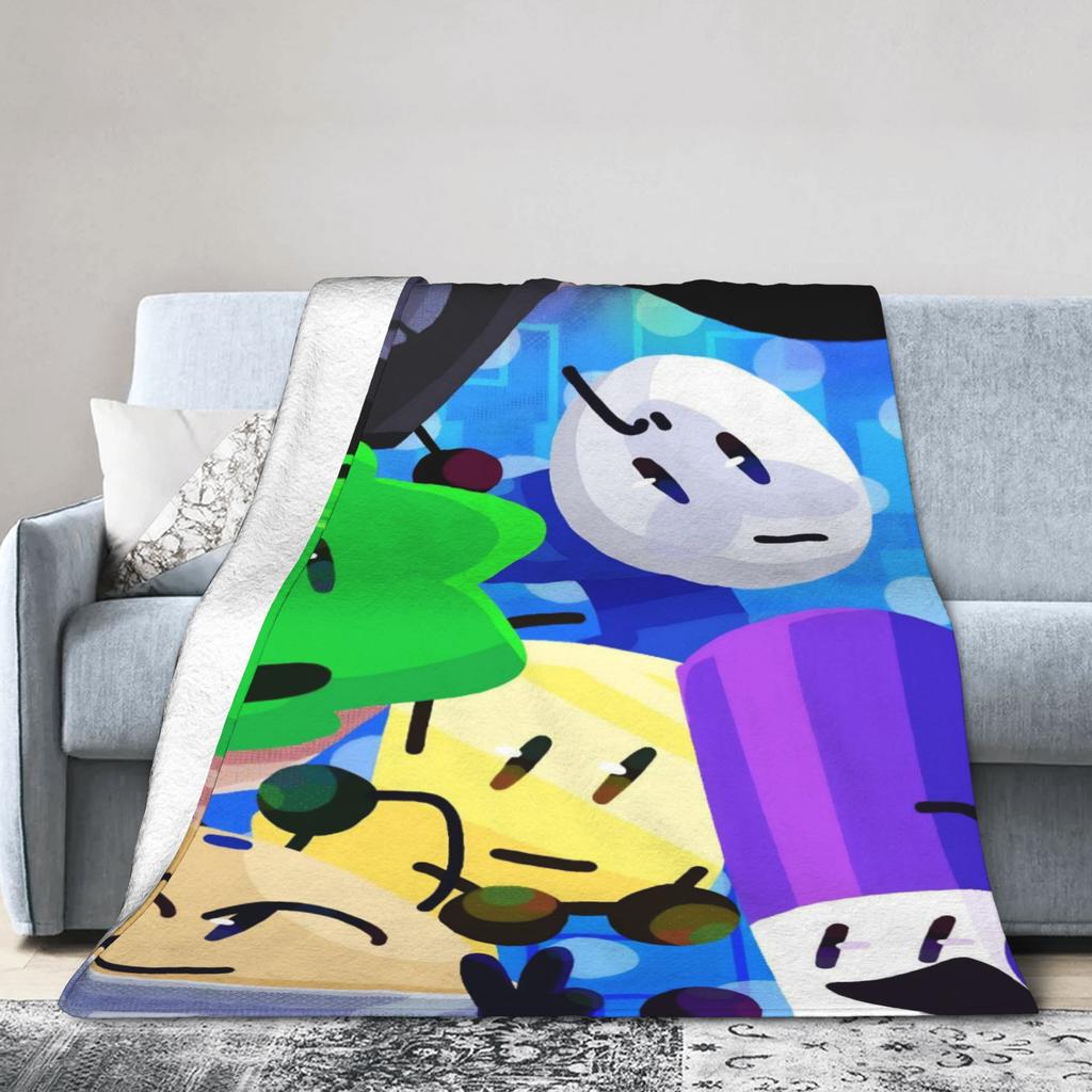 Cartoon BFDI Animierte Decke Flanell Großartig Atmungsaktive Überwurfdecke für Stuhlbezug Sofa Frühling Herbst