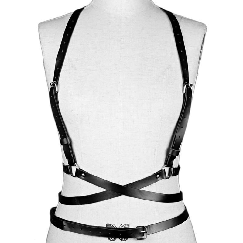 Adjustable Punk Style Synthetic Leather Waist Cincher Women's Harness Belt For Body Shaping And Fashionable Outfits