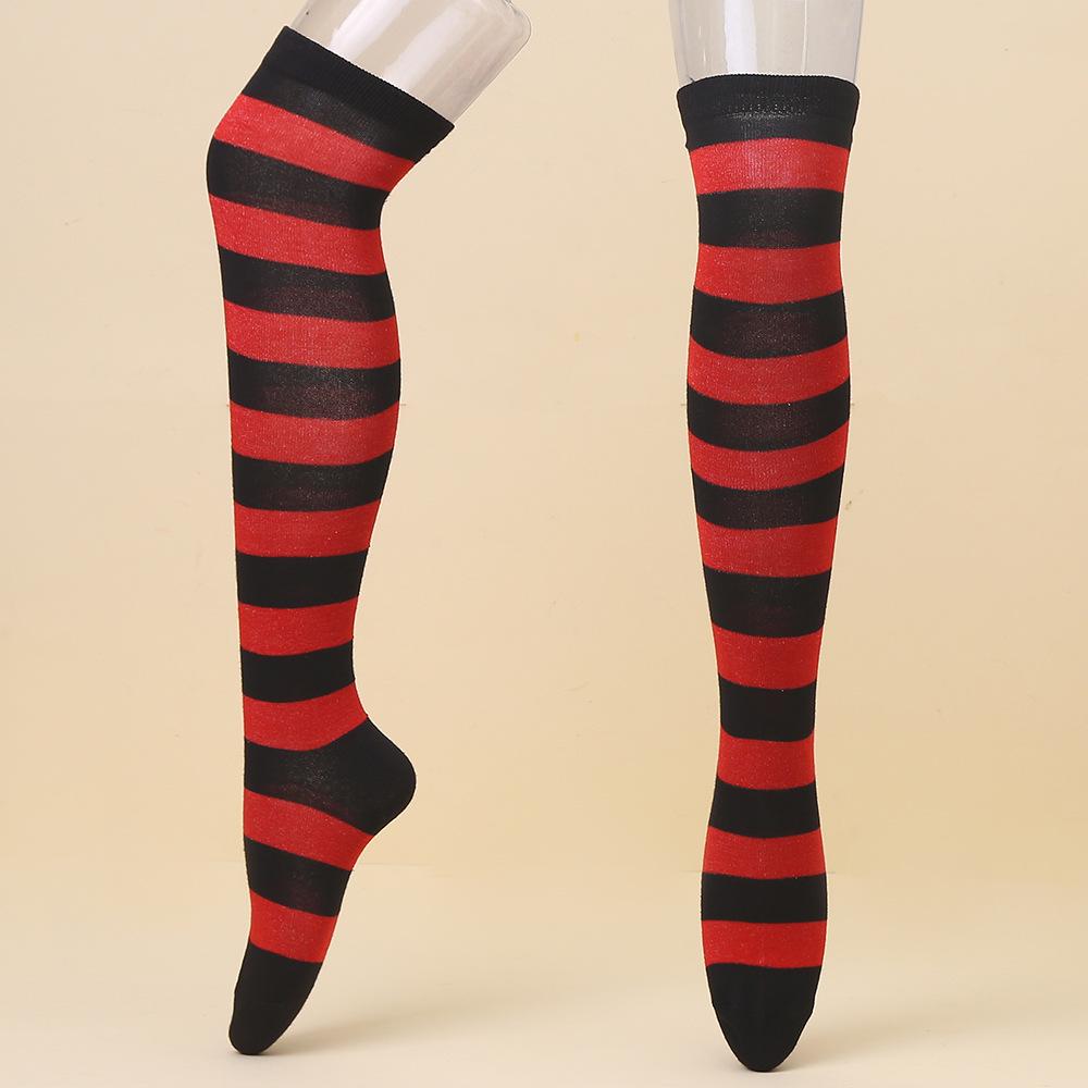 European & American Halloween Christmas Striped Over-the-Knee Socks for Women's Cosplay