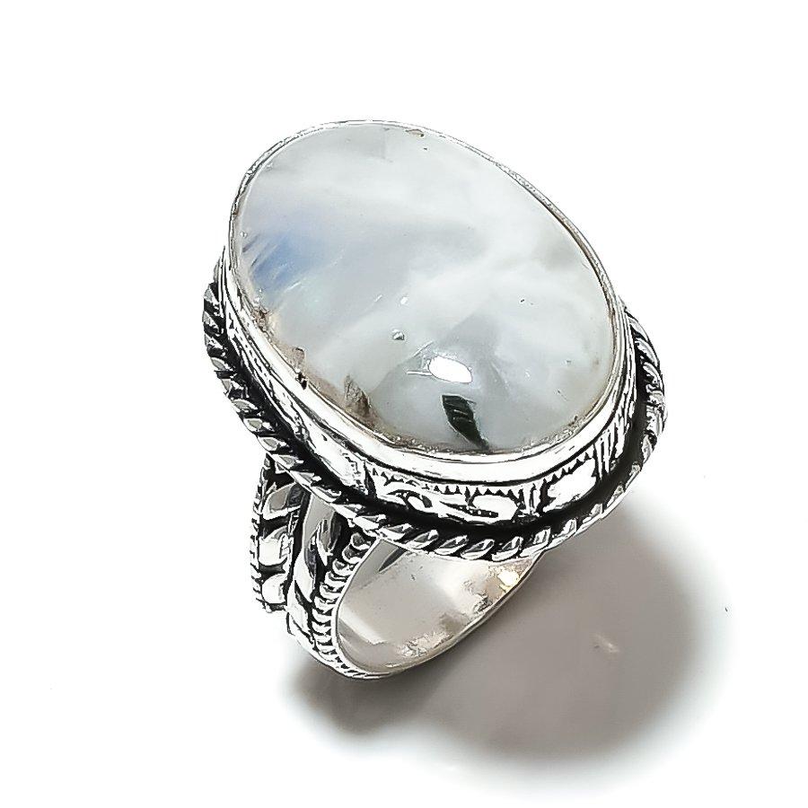 Rainbow Moonstone Gemstone 925 Sterling Silver Gift Jewelry Ring Size 9
