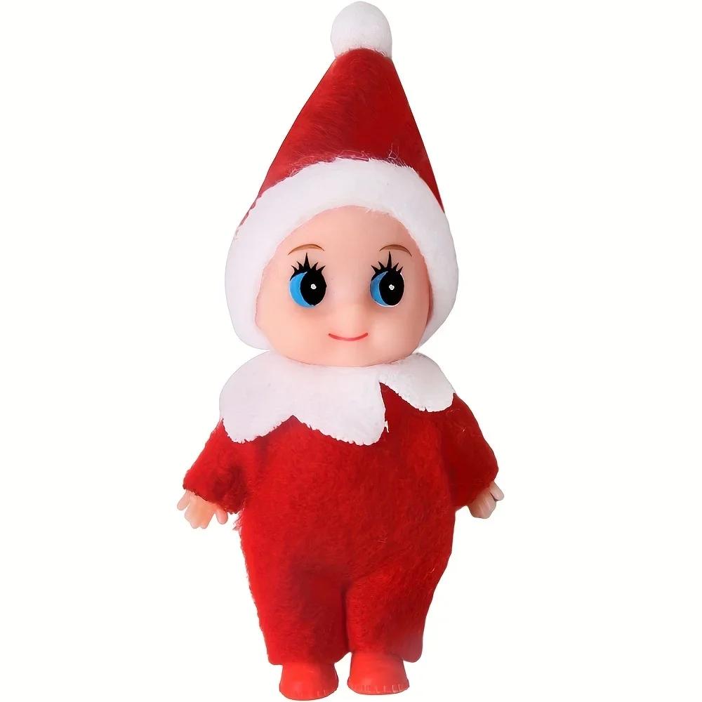 Mini Infant Doll Kawaii Christmas Plush Playthings Colorful Dollhouse Shelf Accessories Xmas Decor Gift Idea Toy Ideal for Girl Boy Children Adult