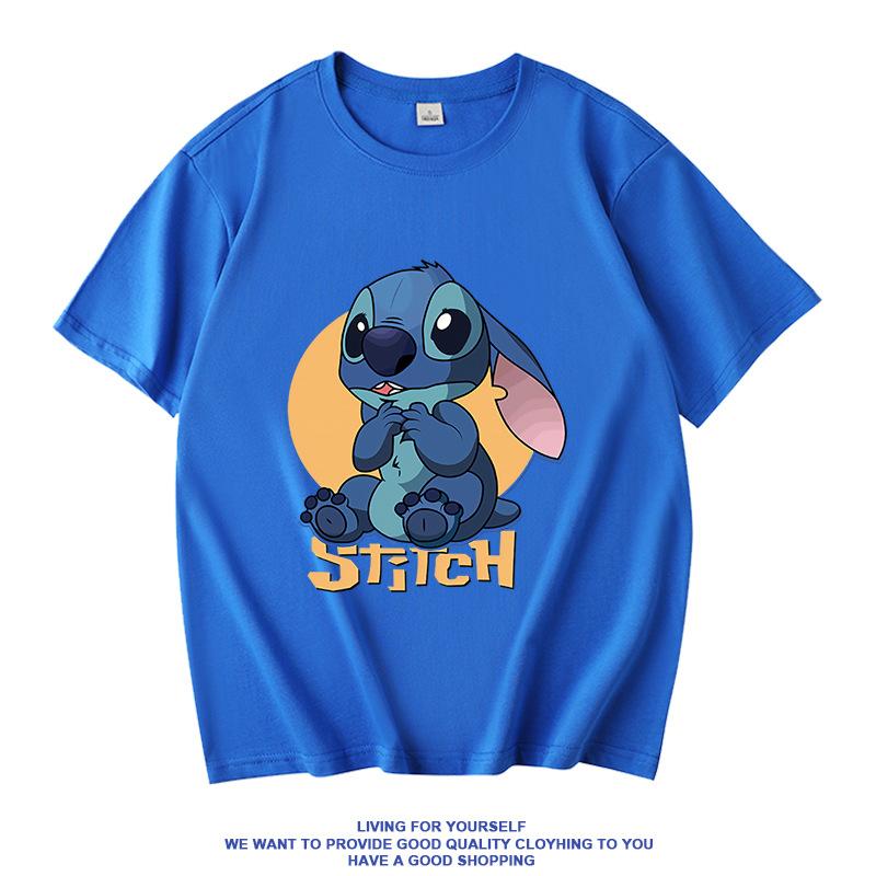 Women's Disney Summer Casual T-shirt with Stitch Design - Loose Fit Short-sleeved Student Top