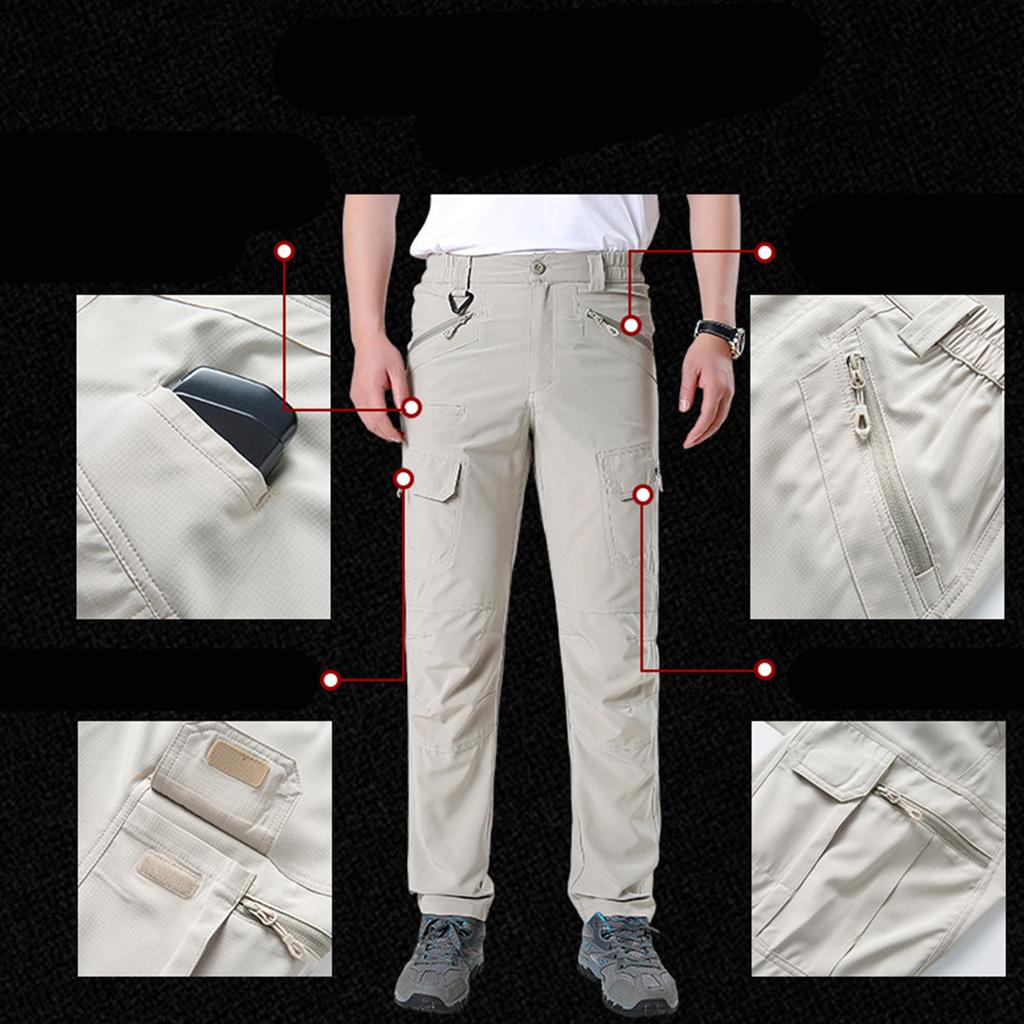 Men's Outdoor Lightweight Cargo Pants with Multi Pockets Quick Dry Fabric Straight Leg Design for Hiking Travel Work