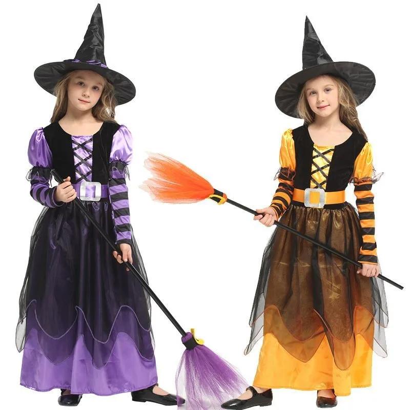 Halloween Children's Witch Costume with Hat – Cute Cosplay Outfit for Drama Performances Makeup Balls & Halloween Party Events