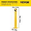 Safety Bollard 48"x4.5" Safety Barrier Bollard 4-1/2" OD 48" Height Yellow Powder Coat Pipe Steel Safety Barrier with 4 Free Anchor Bolts for