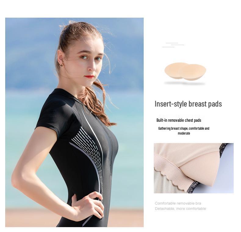 Yingfa Women's 2022 Tummy Control Slimming Zippered One-Piece Swimsuit with Briefs