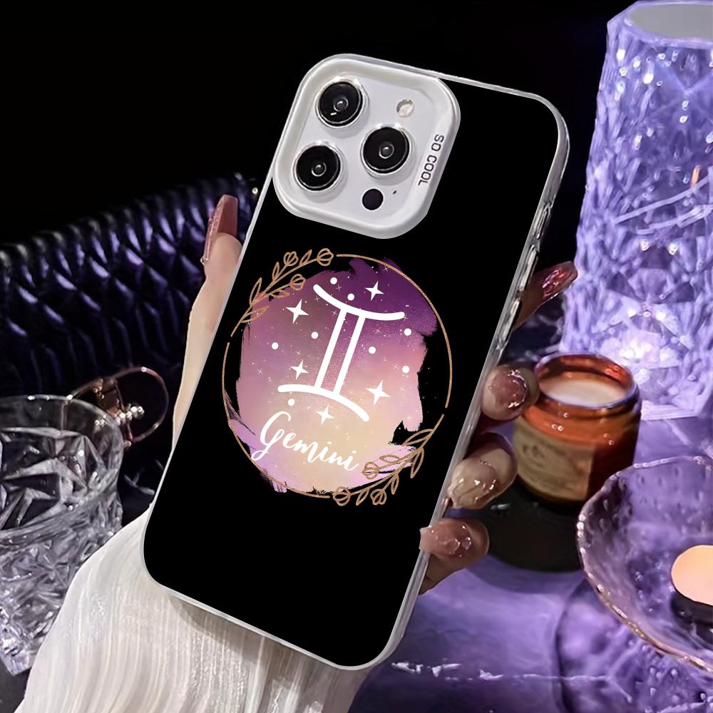 Zodiac Sign Gemini Mobile Phone Case for iPhone 17 16 15 14 13 12 11 X XR XS 8 7 Air Pro Max Plus White Translucent Cover