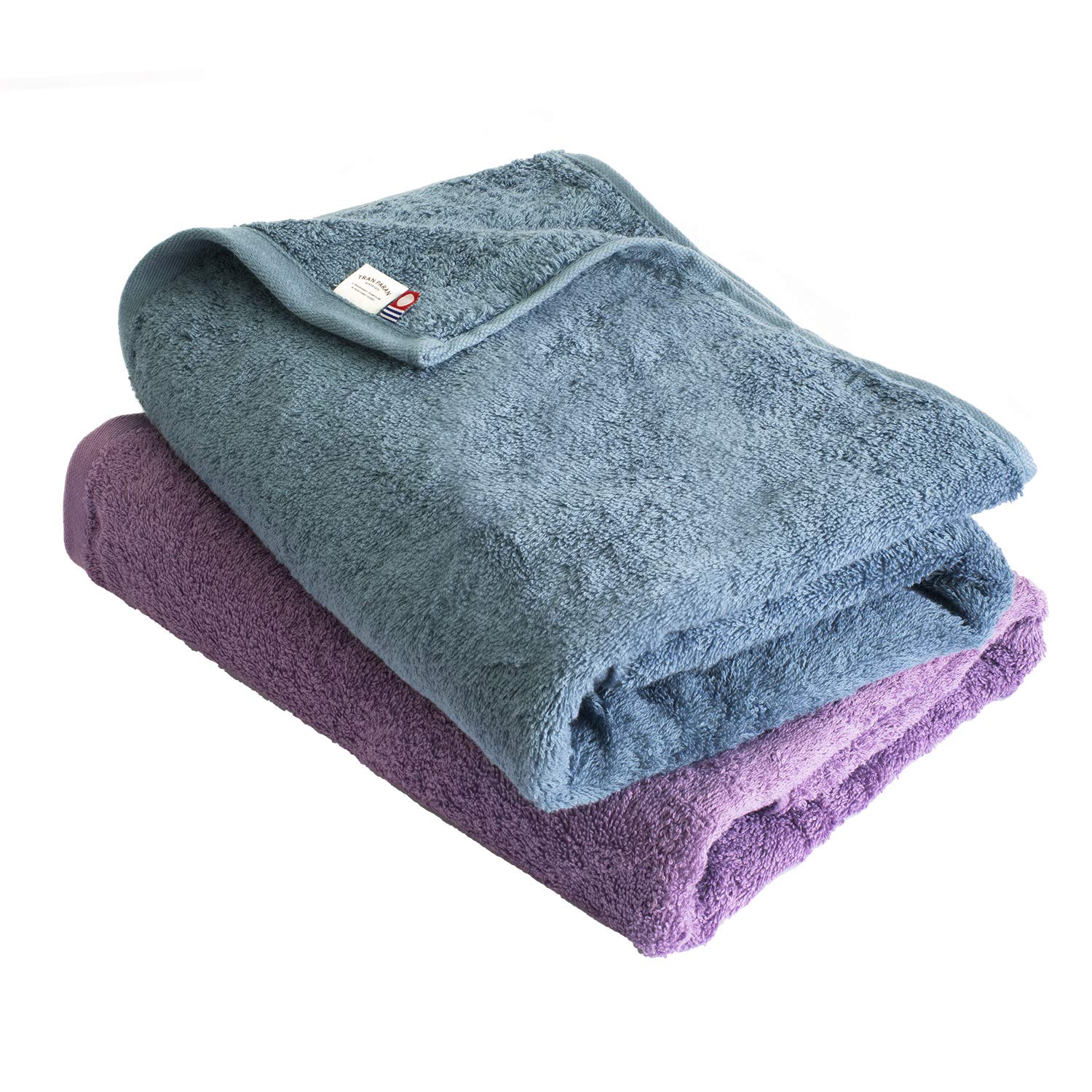 

Transparan Imabari Bath Towels, Set of 2, Luxe, Made in Japan, Thick, Hotel-Grade, Absorbent, 100% Cotton (Green and Purple)