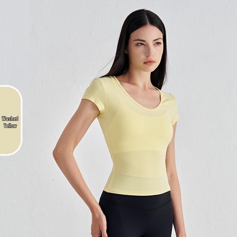 Women's Slimming Waist Yoga T-Shirt - Comfortable Short Sleeve Casual Gym and Yoga Top