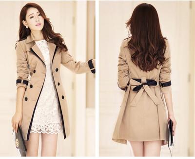 Schlankmachender Damen-Trenchcoat in koreanischem Stil, mittellang, für Frühling/Herbst