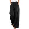 Women's casual wide-leg pants elastic waist lace-up trousers
