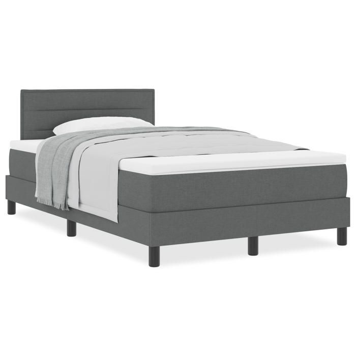 VidaXL Lit Box Spring avec Matelas Gris Foncé 120x200 cm Tissu 3338602