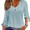 2023 Autumn/Winter Pure Color Jacquard Button Long Sleeve T-shirt Top