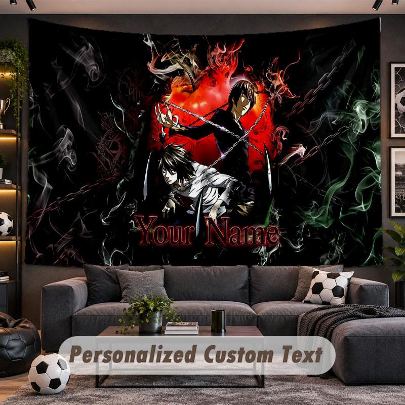 Wall Hanging Tapestry Custom NameDeath Note Pattern Personalized Printed Fabric Wall Decor