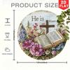 Easter Cross Metal Wall Art with Floral Wreath 8x8 Inch Decor