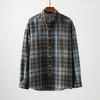 American vintage Washed Sanding Plaid Shirts Men's Long sleeve Spring and Autumn Stacked Outerwear Foreign Trade Men's Casual Shirt