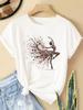(Asian Size) T Shirt lovely flower style Fashion Women Tee Top Clothing Casual Printed Lady Female Graphic  Short Sleeve T-shirts