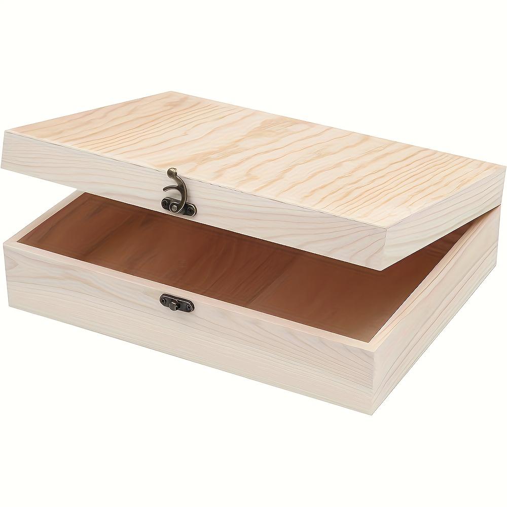 

Wooden Box with Hinged Lid for Crafts DIY Jewelry Storage Pine Wood - 12 Inches X 9 Inches X 3.35 Inches