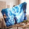 Goku Printed Flannel Blanket, Skin Friendly Warm Throw for Indoor Couch Bed Daily Use