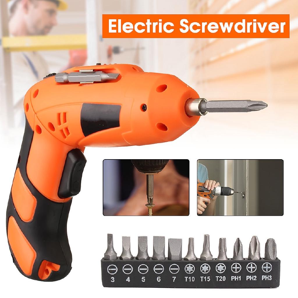 Cordless Electric Screwdriver Mini Household Multifuntion Rechargeable Li-ion Screwdriver With 11 Screws 110V