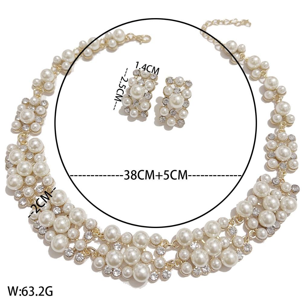 Two-Piece Light Luxury Choker Pearl Jewelry Sets Accessory Necklace Set  Banquet