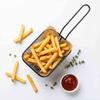 Mini Fries Basket Black 350Ml Powder Coated For Serving Dishes