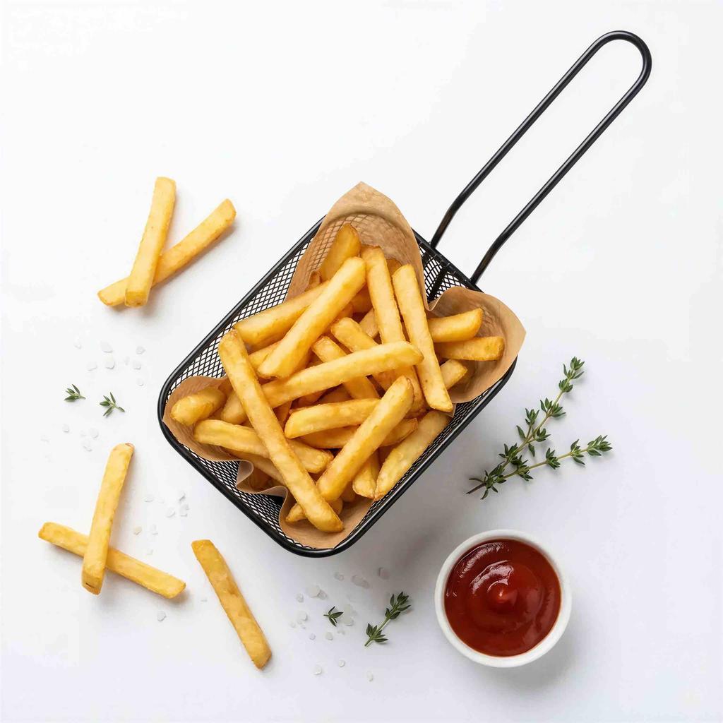 Mini Fries Basket Black 350Ml Powder Coated For Serving Dishes