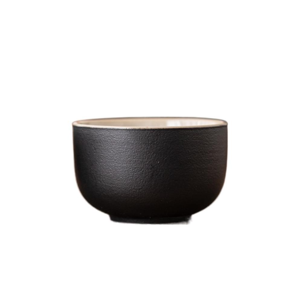 6PCS Tea Pair Set Retro Tea Cup Black Heat-resistant Tea Bowl Chinese Handmade Single Cup Office