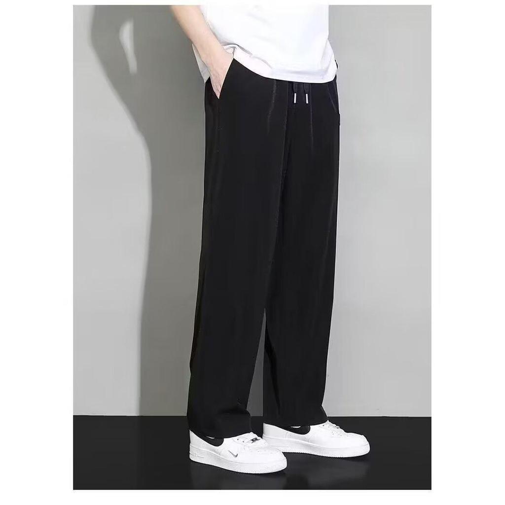 Herren Sommer Eis Seide Locker Gerade Hosen, Koreanischer Stil, Trendy und Vielseitig.