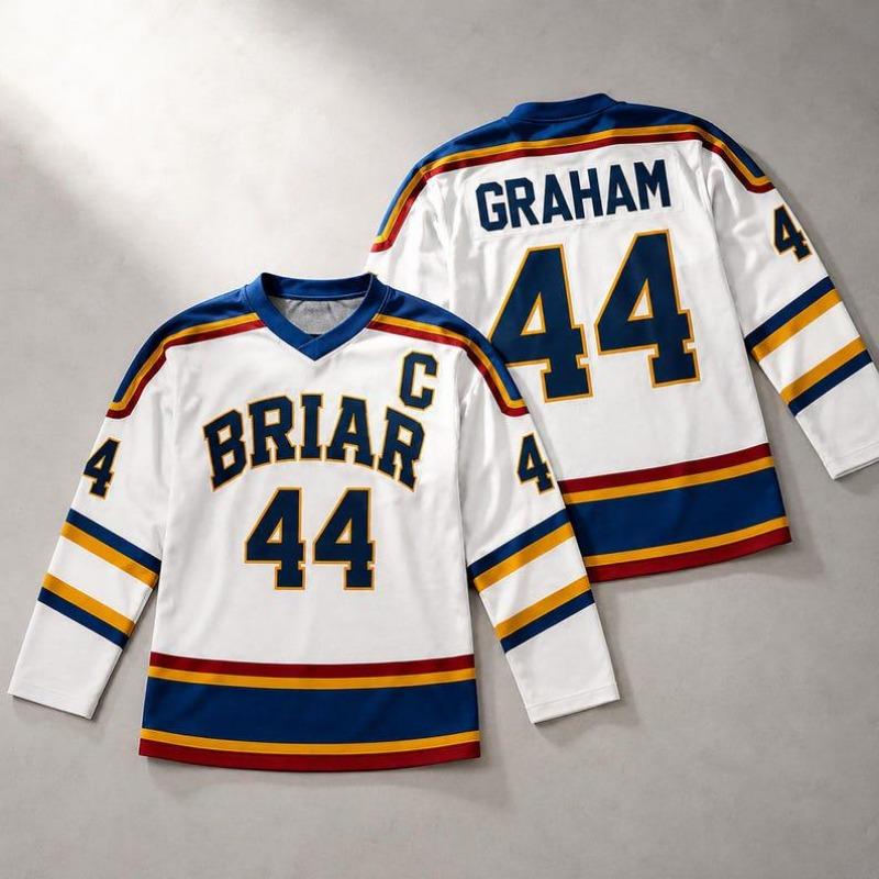 Hot Briar University Graham 44 Eishockeytrikot Off Campus Trikot Eishockey Romanze Trikot Langarmshirt Damen T-Shirt Y2K L blue