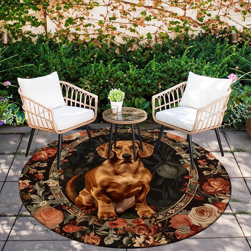 Corgi Pattern Round rug,Carpet Rug for Living Room Bedroom Playroom ,Non-slip Floor Mat,Holiday Gifts and Birthday Gifts.