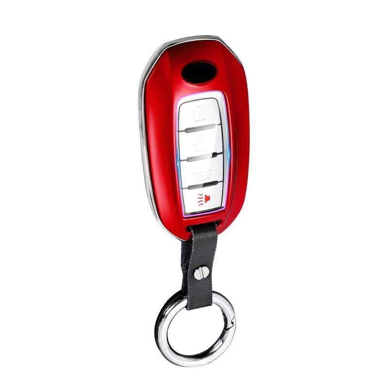 

Car Key Fob Cover Case Holder with Chain Fit for In-finiti Q50 Q60 QX50 QX55 QX60 Red ABS
