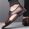 Luxury Men's Leather Sandals Black Flat Open Toe Sandals Outdoor Walk Beach Leisure Sandal Shoes for Men Sandalias De Hombre New