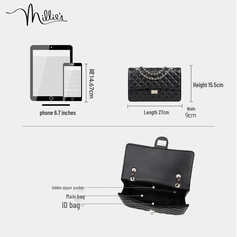 Miaoli Women's Quilted Cowhide Chain Crossbody Bag