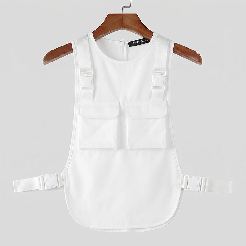 INCERUN Men Summer Sleeveless Big Cutout Casual Loose Tank Tops Outdoor Waistcoats