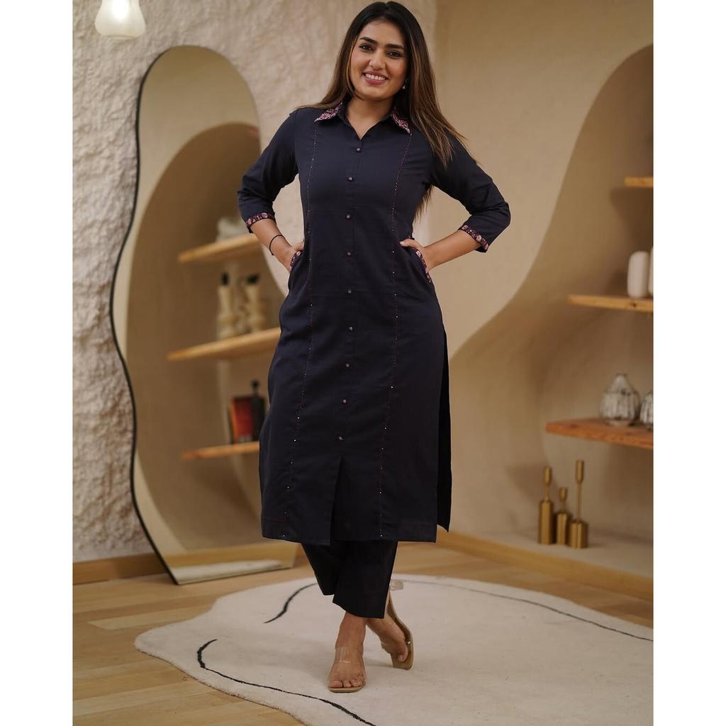 Women Designer A-Line Kurti Dress Indian Party Wear Top Tunic Kurta Pant Set SC-2329