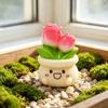 2 Stück Miniatur Puppenhaus Blumen Mini Harz Topfpflanze Figur Mini Künstliche Blumen für Zuhause Büro Tischplatte Garten Mikro Landschaft DIY Basteln