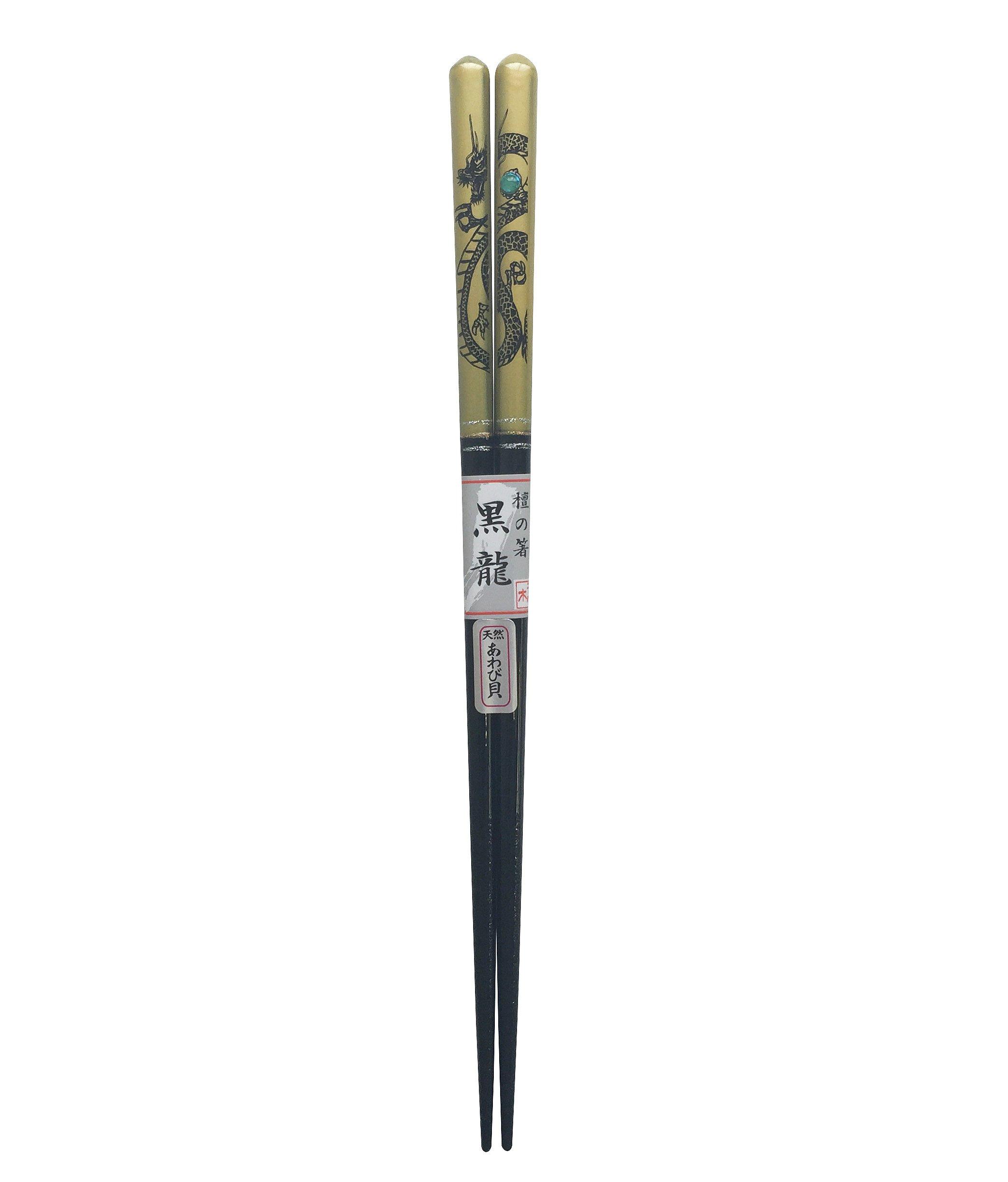 Tanaka Hashiten Lacquer Black Dragon Gold Dishwasher Safe [Wakasa Chopsticks] 23.0cm золотой