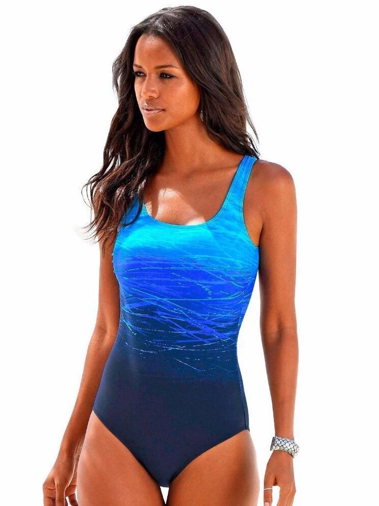 2025 Gradient Print Backless One-Piece Swimsuit for Women