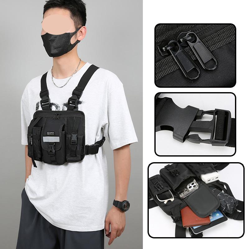 Men's and Women's Running Vest Tactical Chest Bag, Suitable for Outdoor Functional Sports (black), Suitable for Various Differen