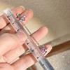 Goth Y2K Pink Crystal Heart Stud Earrings Ear Clip Piercing Wings Cartilage Chain Ear Studs for Women Harajuku Aesthetic Jewelry