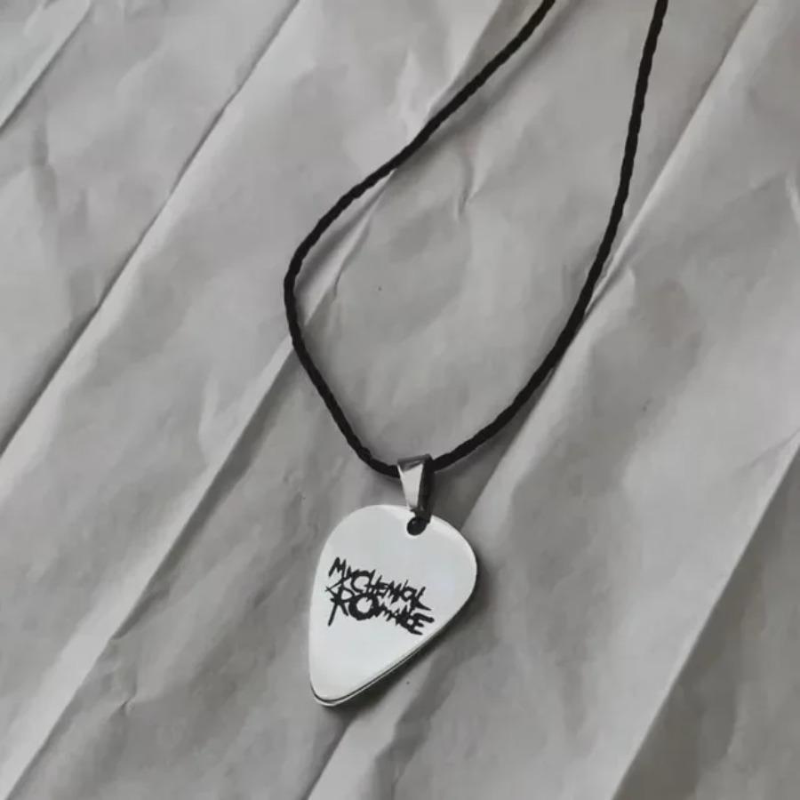 My Chemical Romance Cosplay Stainless Steel Necklace Men Women Rock Band Guitar Pick Pendant Choker Jewelry Accessories Gifts
