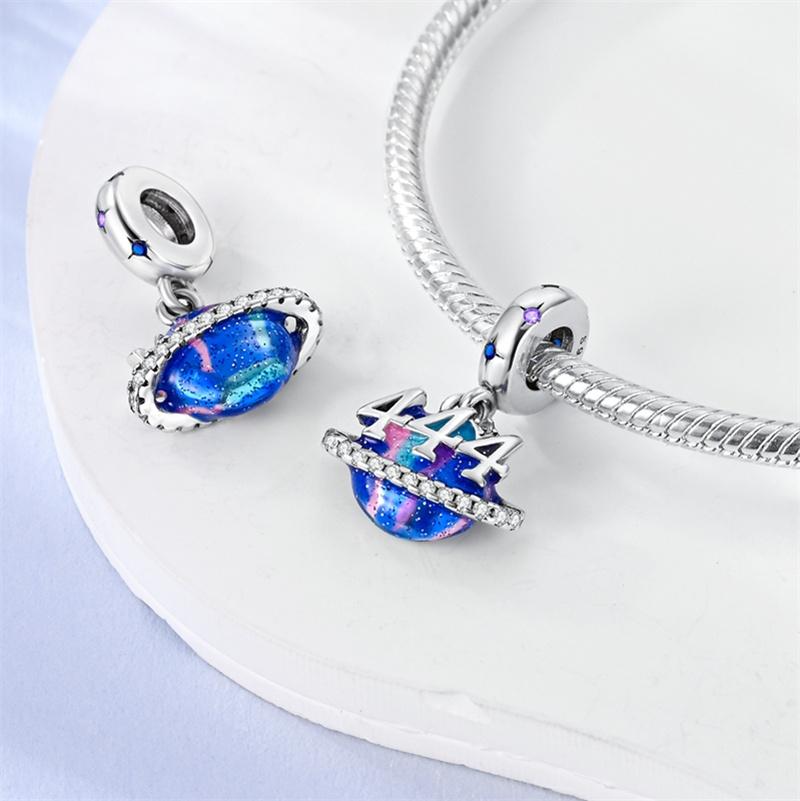 Decorative Charms Fit 3Mm Original Bracelet Copper Planet Series Collection Space Astronaut Earth Bead Diy Fine Fine Jewelry Gift Idea