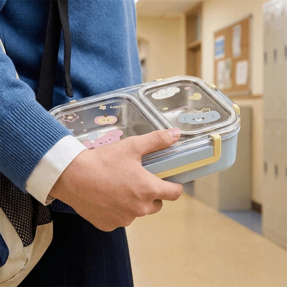 Airtight Food Storage Container 2/3 Grids Insulated Lunch Box Stainless Steel Lunch Box Students