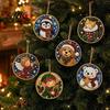 Kerstcadeau voor knutselaars 6 Stuks/Set Kerstversieringen DIY Kunstkit met Kunstparels, Hangende Decoraties Kit Artistieke Activiteit Volwassenen met Ronde Bedeltjes