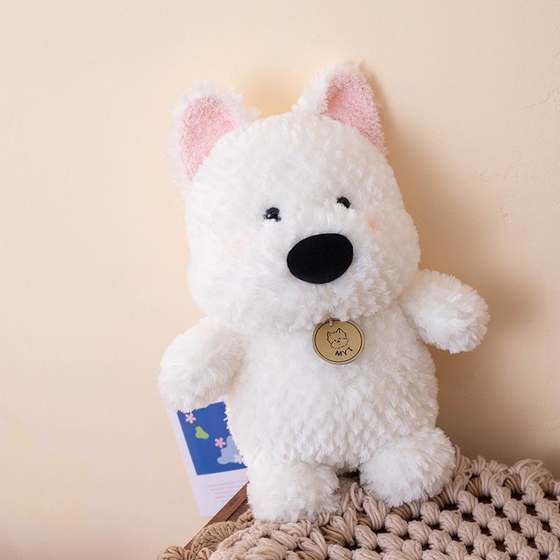 Cute Japanese West Highland Standing Puppy Plush Doll Bag Pendant Toy Keychain Sleeping Doll Doll
