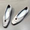 Fashion Elegant Gold Chunky Heel Women's Loafers Fashion Metal Flower Decoration Mules Casual Shoes for Women Light Comfort Office Shoes