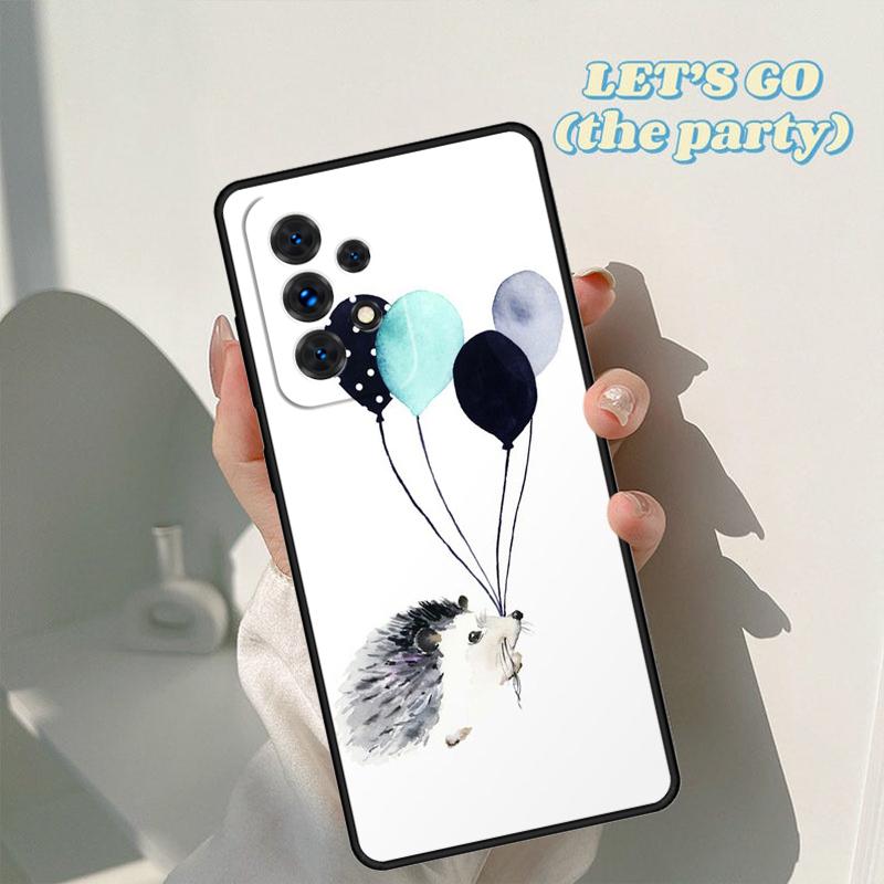 Hedgehog and Balloon Phone Case For Samsung Galaxy A42 A31 A40 A51 A71 A32 A80 A91 A52 A72 A73 A20e A21S A50 A70 A11 A12 Cover